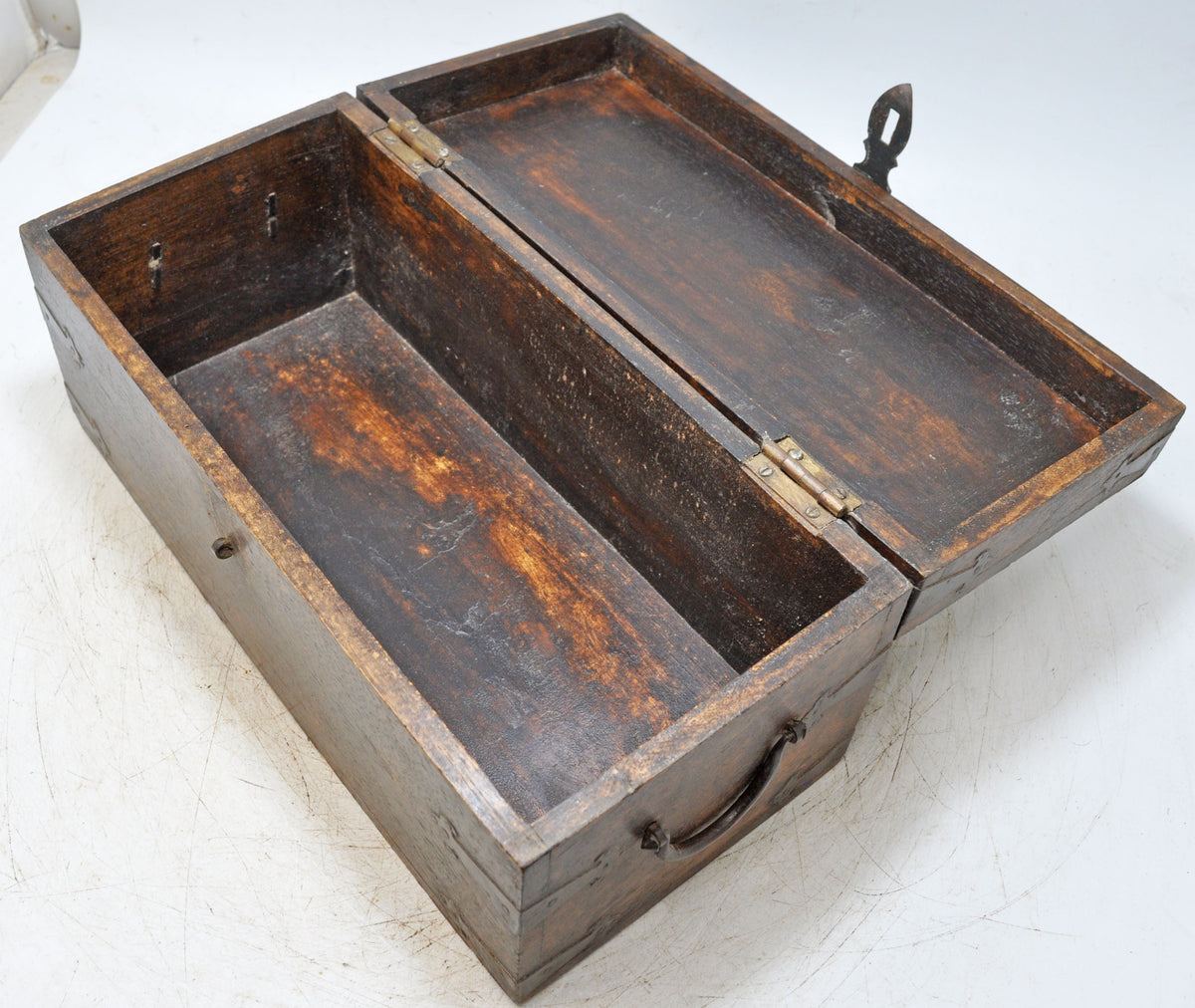 Vintage Wooden Long Storage Chest Box Original Old Hand Crafted Metal Fitted