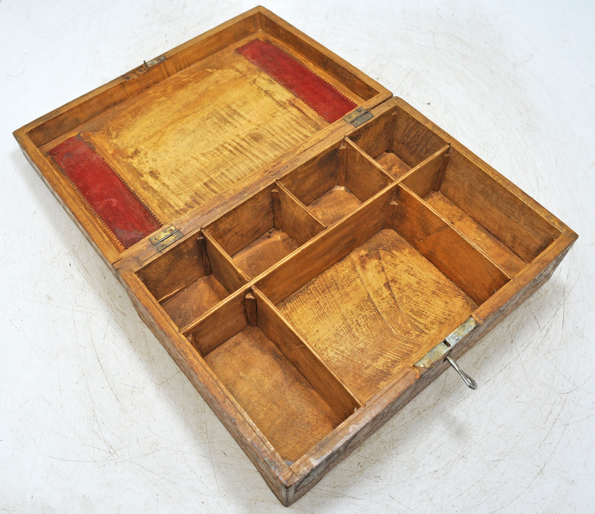 Antique Wooden Very Fine Storage Box Original Old Hand Carved Fine Interiors
