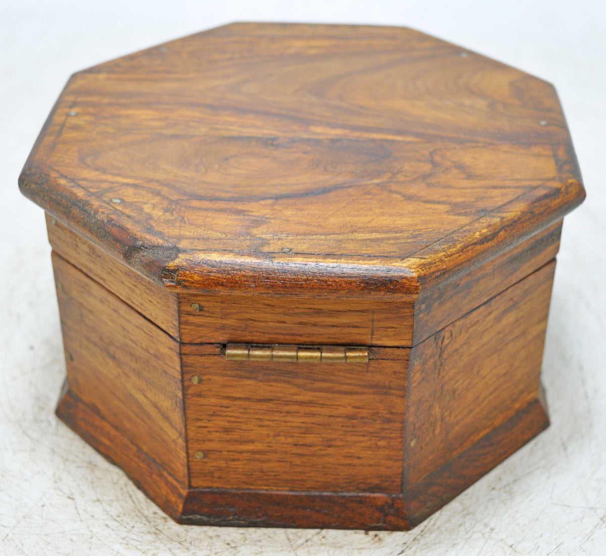 Vintage Wooden Octagonal Small Storage Box Original Old Hand Crafted