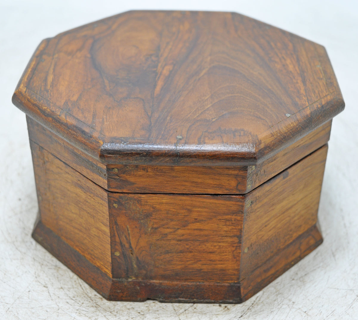 Vintage Wooden Octagonal Small Storage Box Original Old Hand Crafted