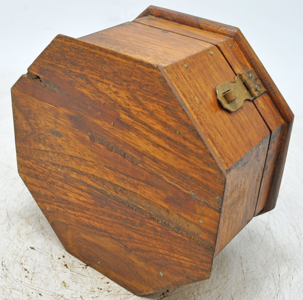 Vintage Wooden Octagonal Small Storage Box Original Old Hand Crafted