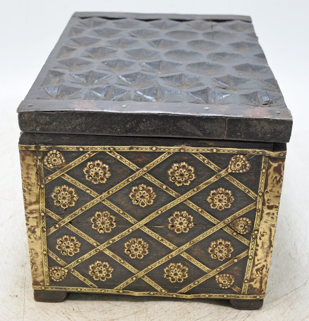 Vintage Wooden Fine Storage Box Original Old Hand Crafted Brass Fitted