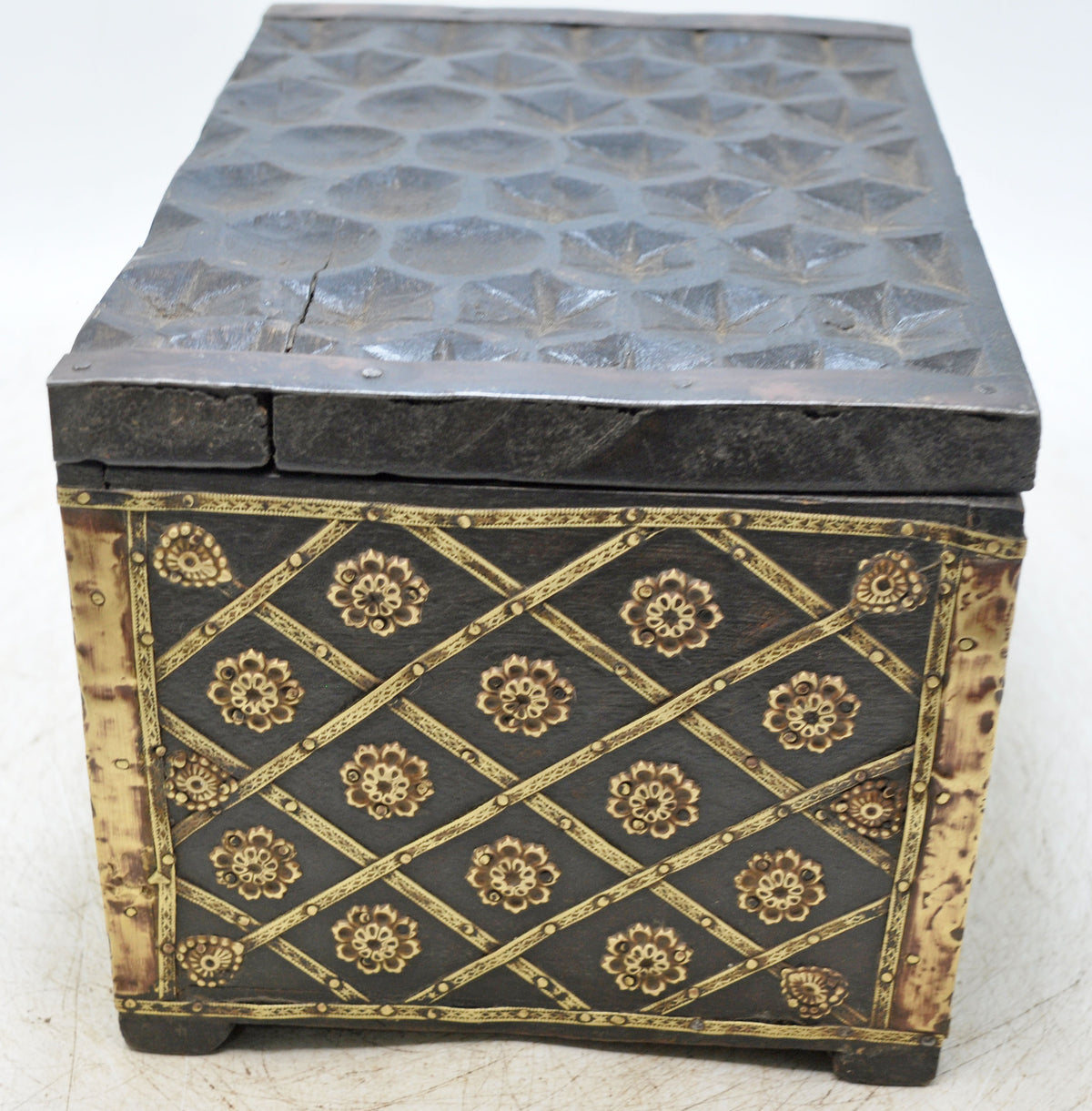 Vintage Wooden Fine Storage Box Original Old Hand Crafted Brass Fitted