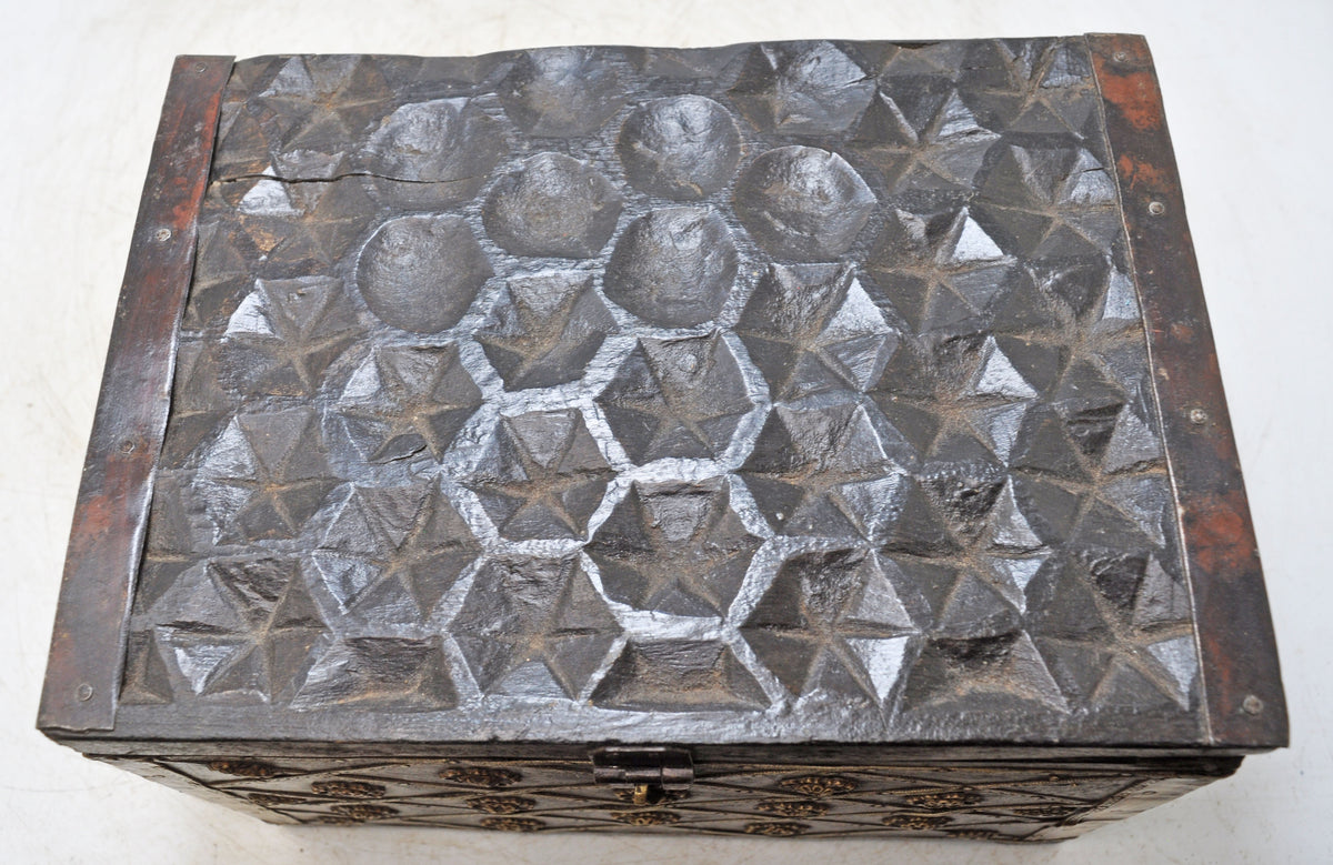 Vintage Wooden Fine Storage Box Original Old Hand Crafted Brass Fitted