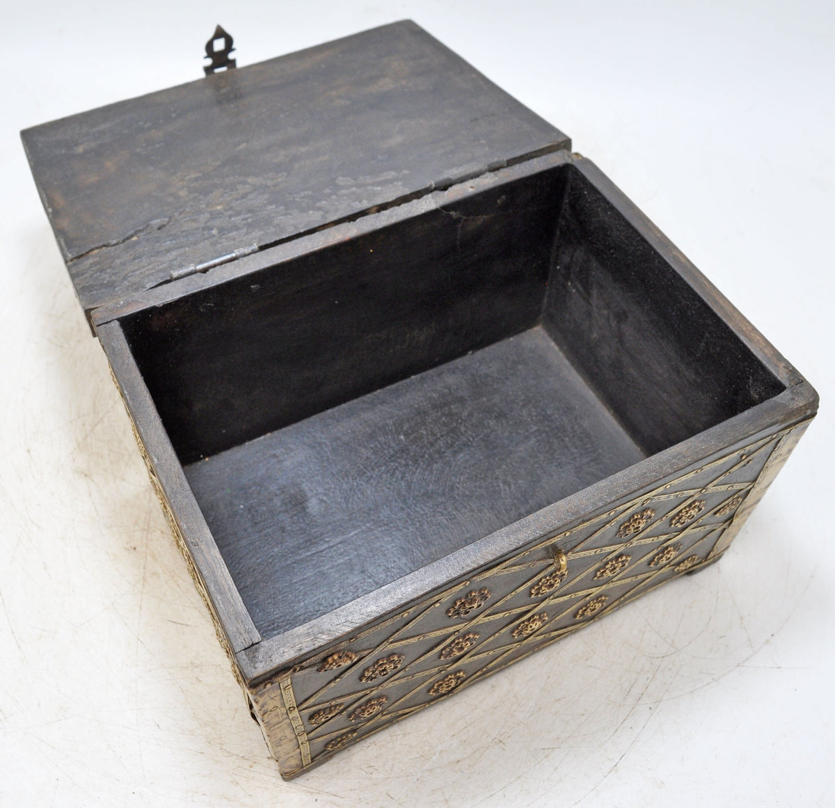 Vintage Wooden Fine Storage Box Original Old Hand Crafted Brass Fitted