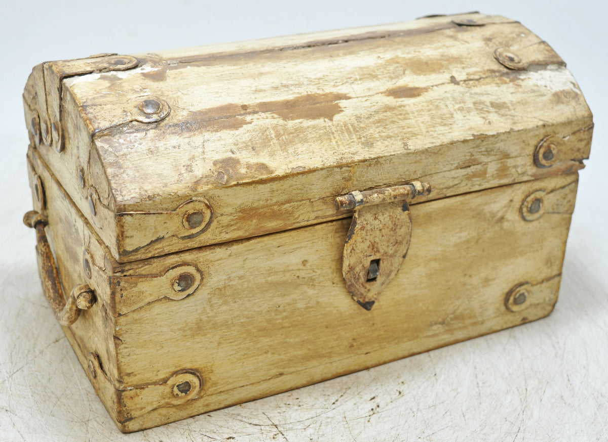 Vintage Wooden Storage Chest Box Original Old Hand Crafted White Rustic Painted