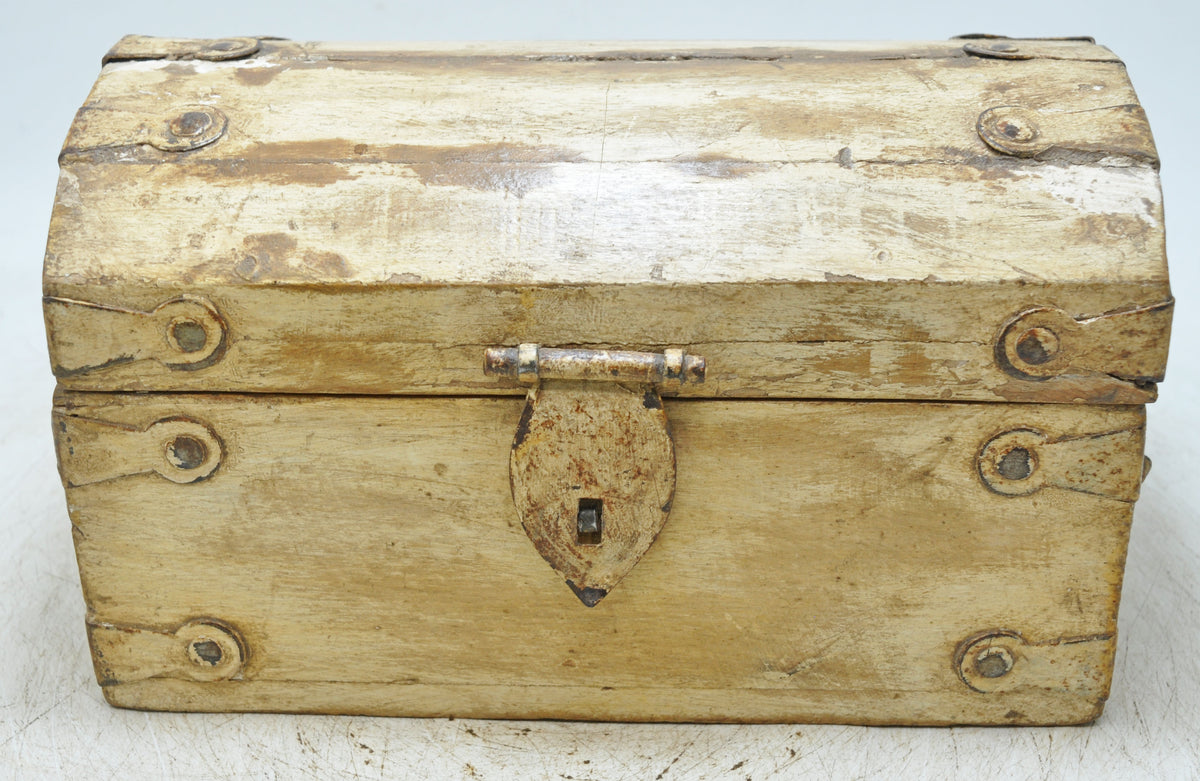 Vintage Wooden Storage Chest Box Original Old Hand Crafted White Rustic Painted