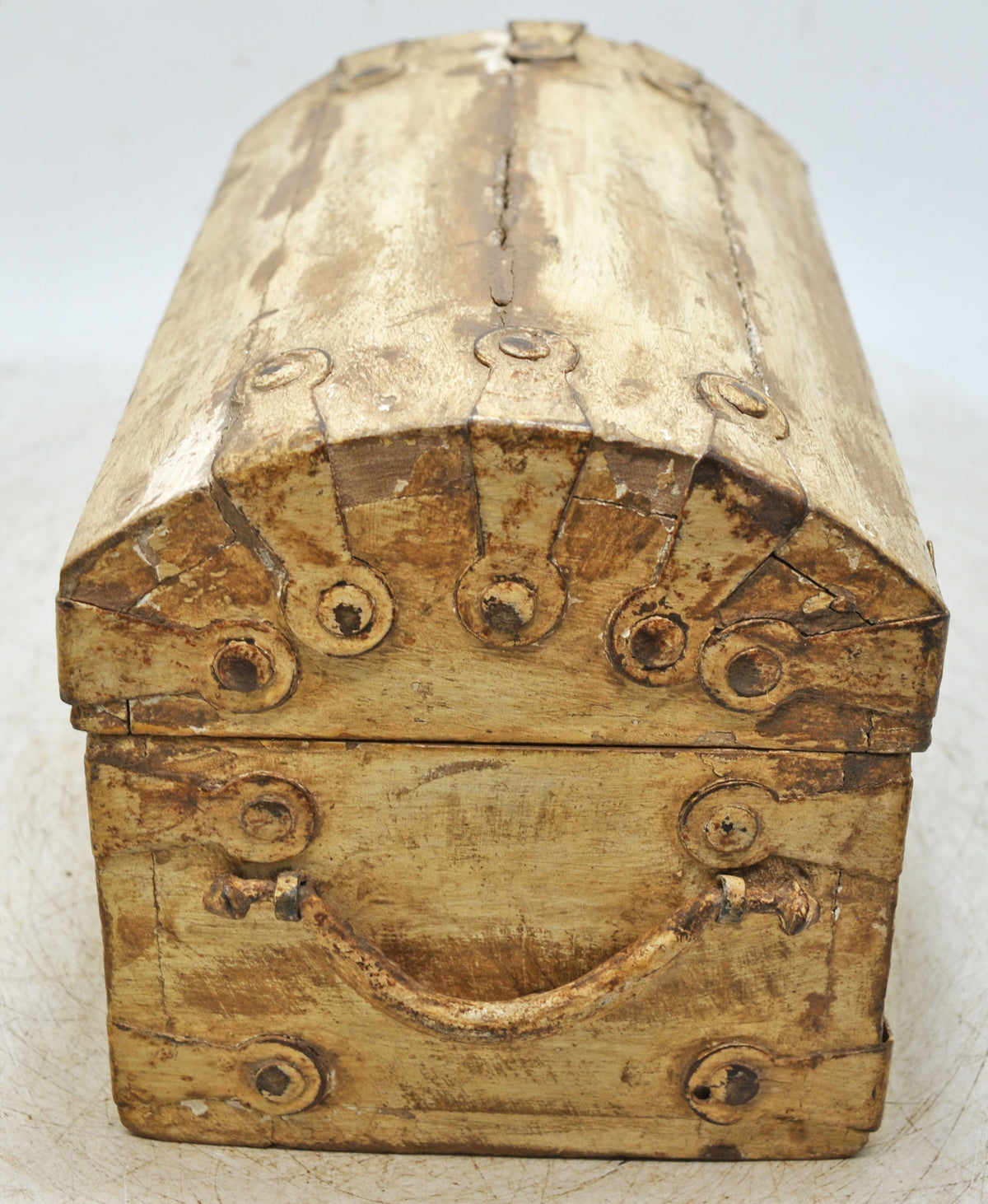 Vintage Wooden Storage Chest Box Original Old Hand Crafted White Rustic Painted