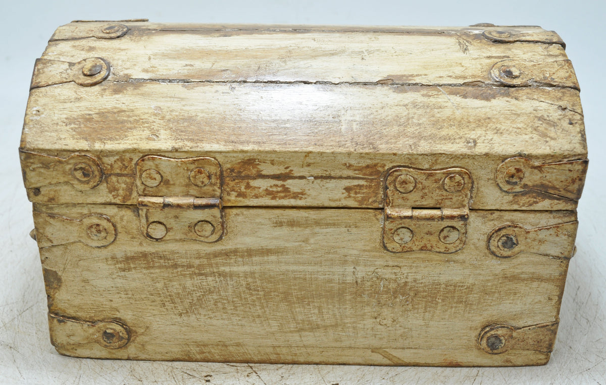Vintage Wooden Storage Chest Box Original Old Hand Crafted White Rustic Painted
