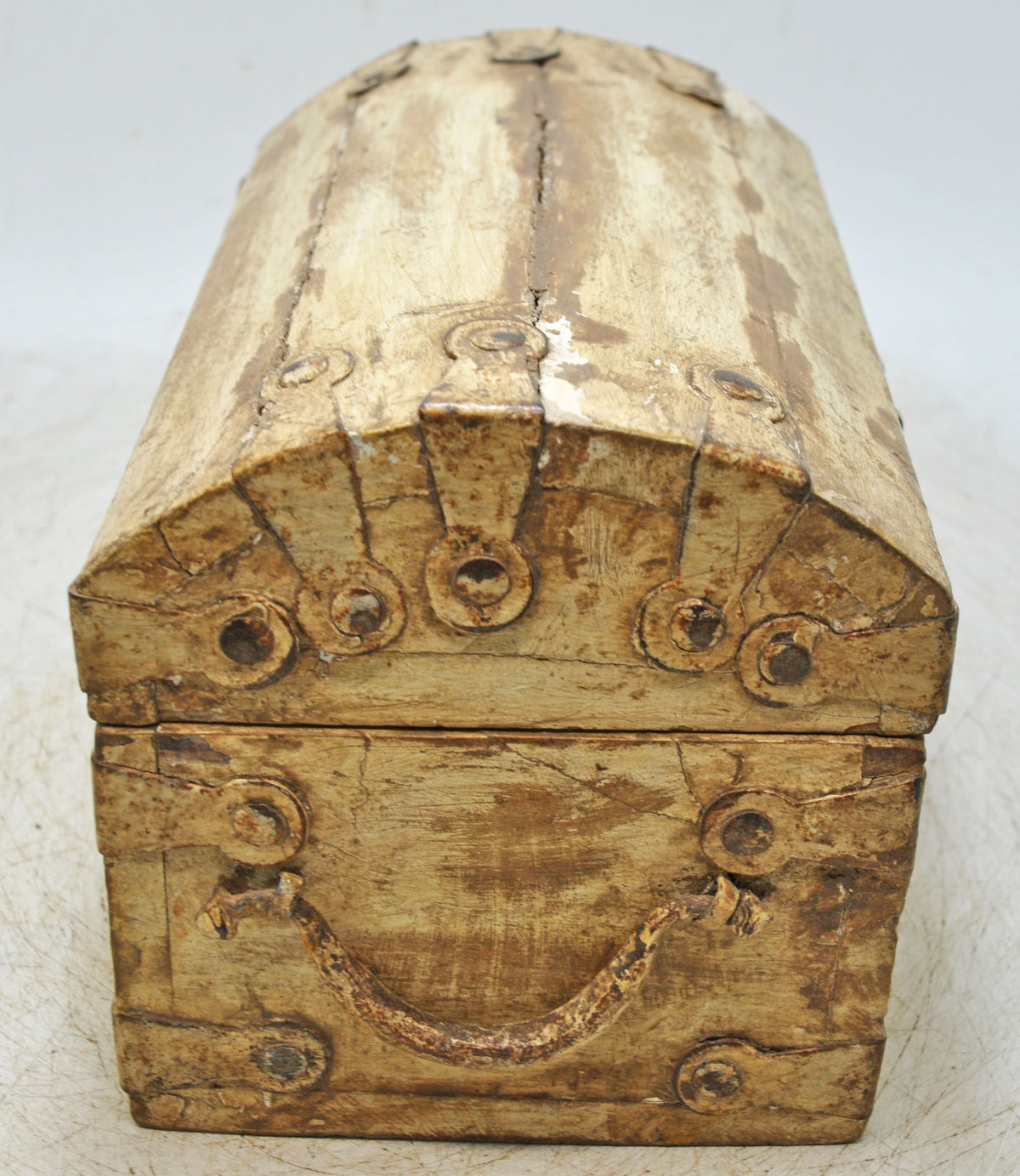 Vintage Wooden Storage Chest Box Original Old Hand Crafted White Rustic Painted