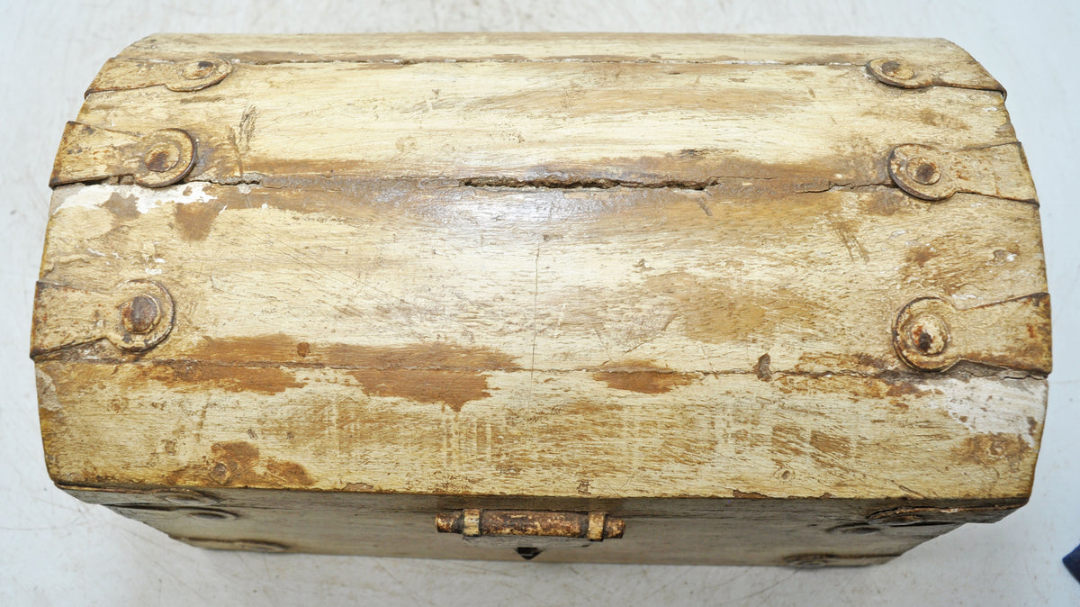 Vintage Wooden Storage Chest Box Original Old Hand Crafted White Rustic Painted
