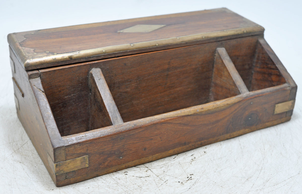 Vintage Wooden Pen Stationary Box Original Old Hand Crafted Brass Fitted