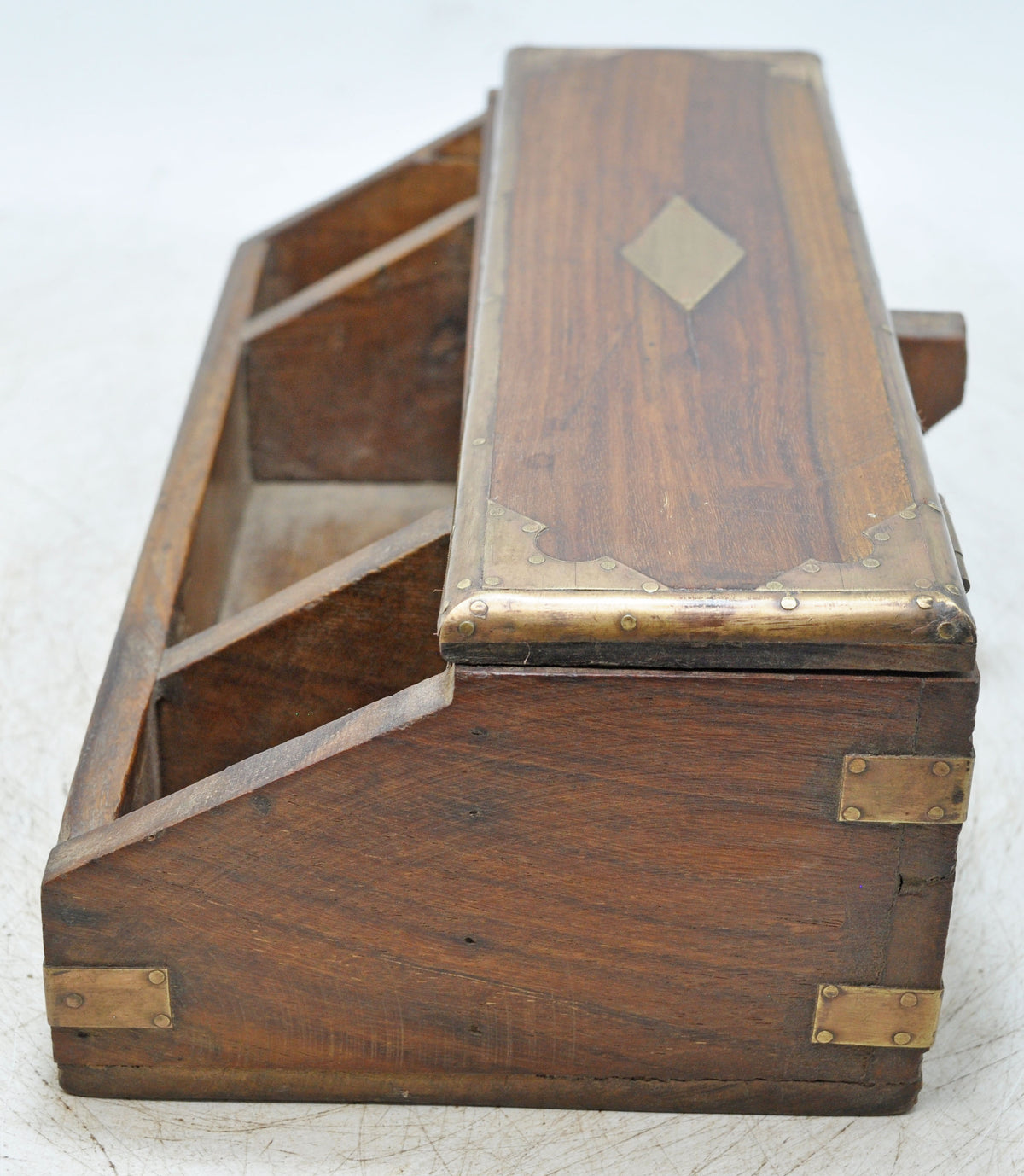 Vintage Wooden Pen Stationary Box Original Old Hand Crafted Brass Fitted