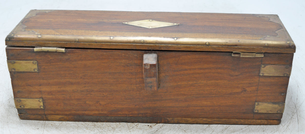 Vintage Wooden Pen Stationary Box Original Old Hand Crafted Brass Fitted