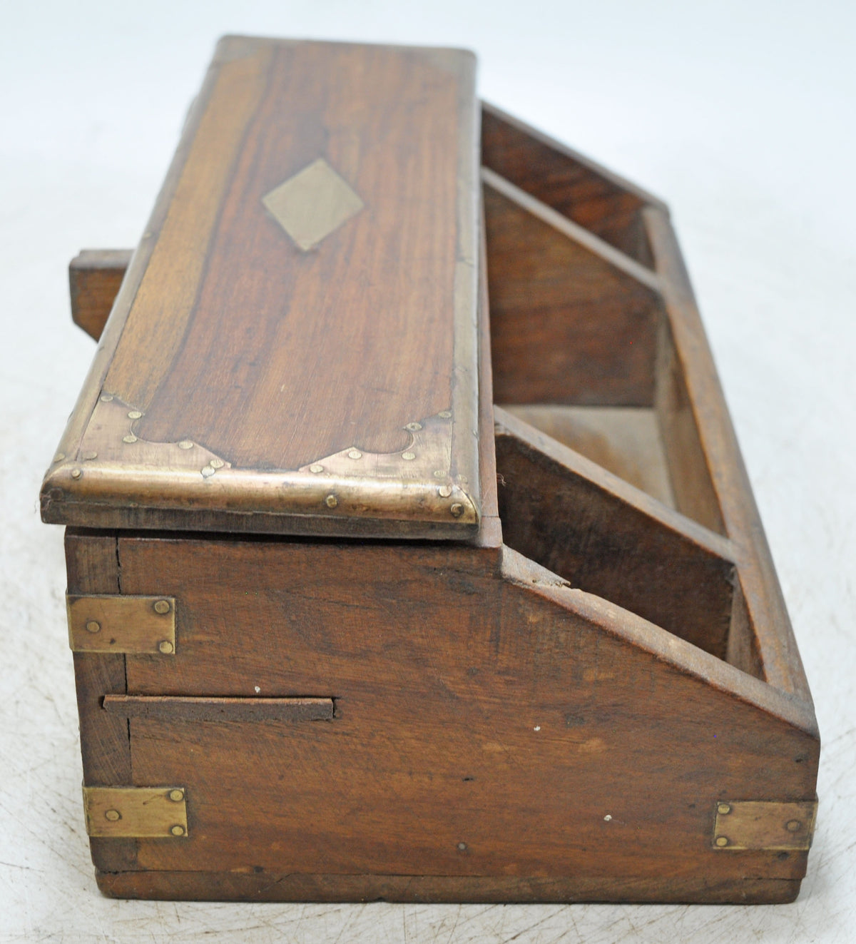 Vintage Wooden Pen Stationary Box Original Old Hand Crafted Brass Fitted