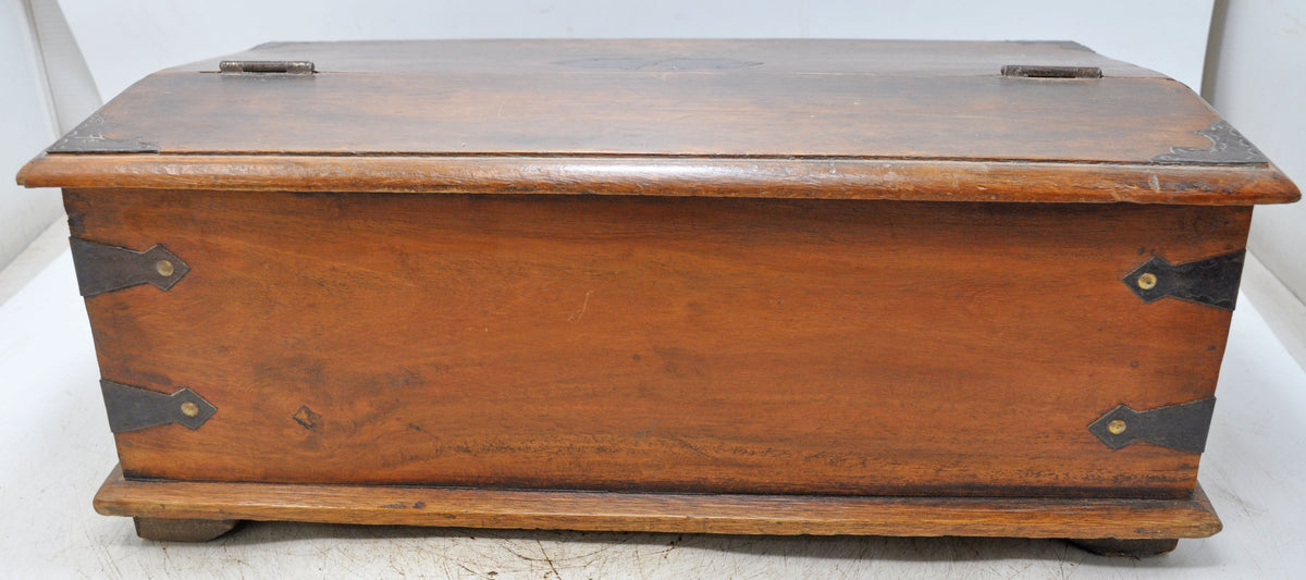 Vintage Wooden Pen Stationary Box Original Old Hand Crafted Metal Fitted