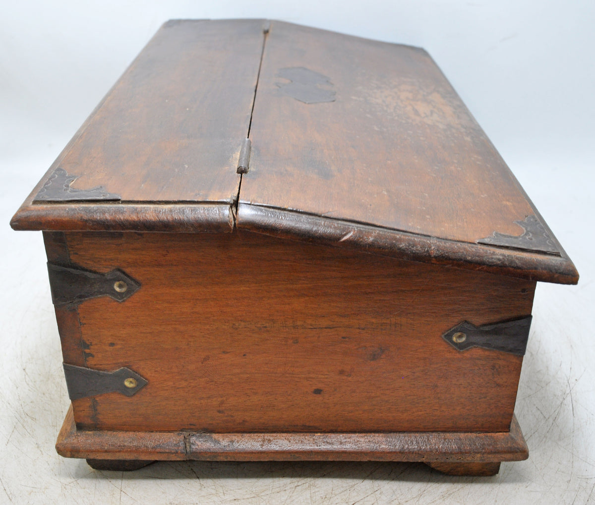 Vintage Wooden Pen Stationary Box Original Old Hand Crafted Metal Fitted