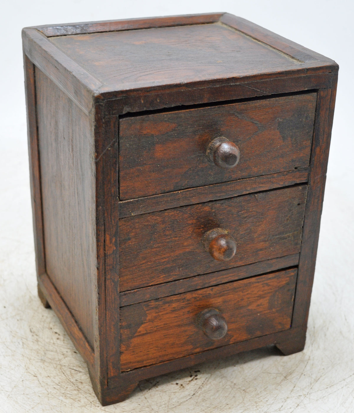 Vintage Wooden Small 3 Drawers Storage Box Original Old Hand Crafted