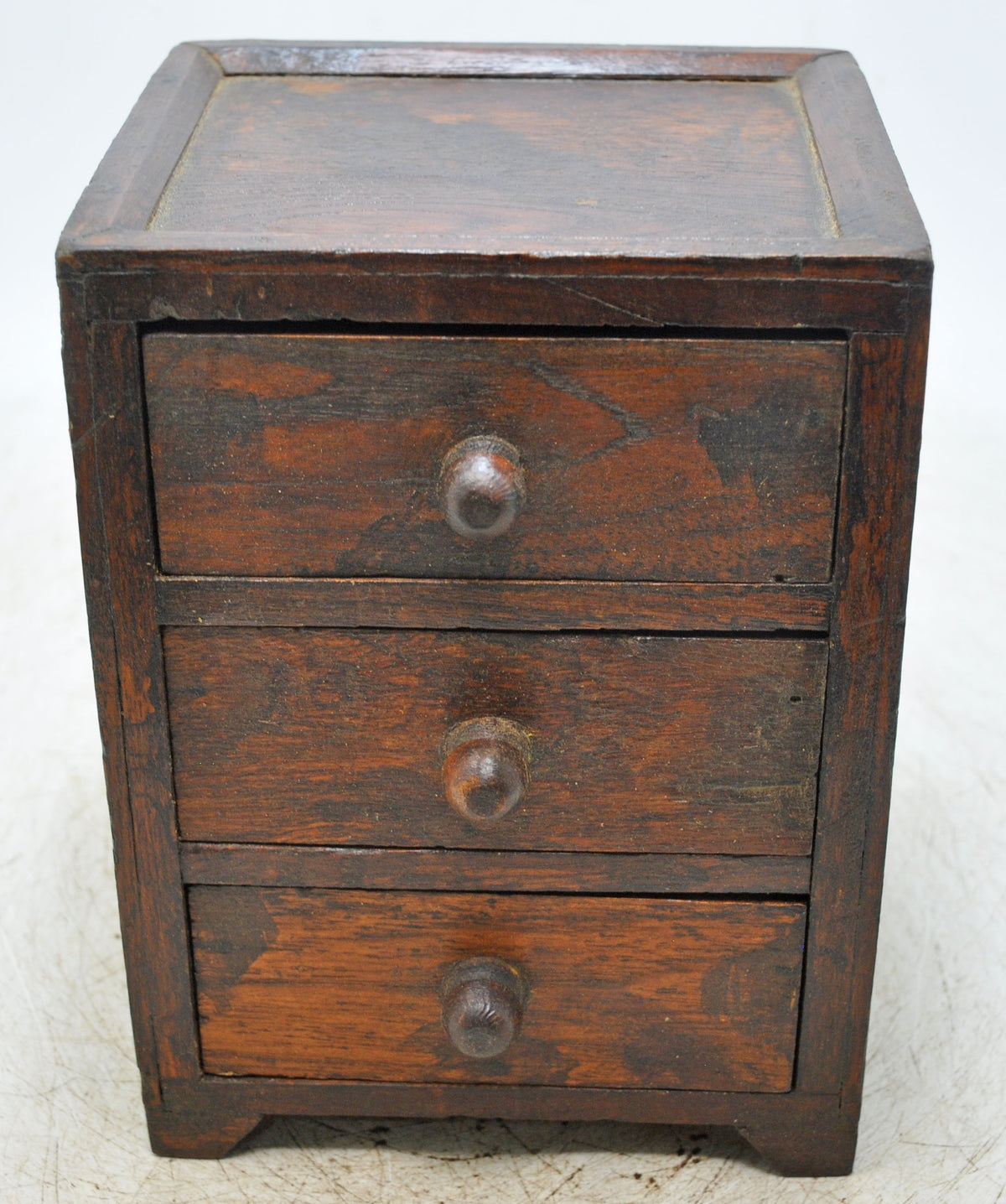 Vintage Wooden Small 3 Drawers Storage Box Original Old Hand Crafted