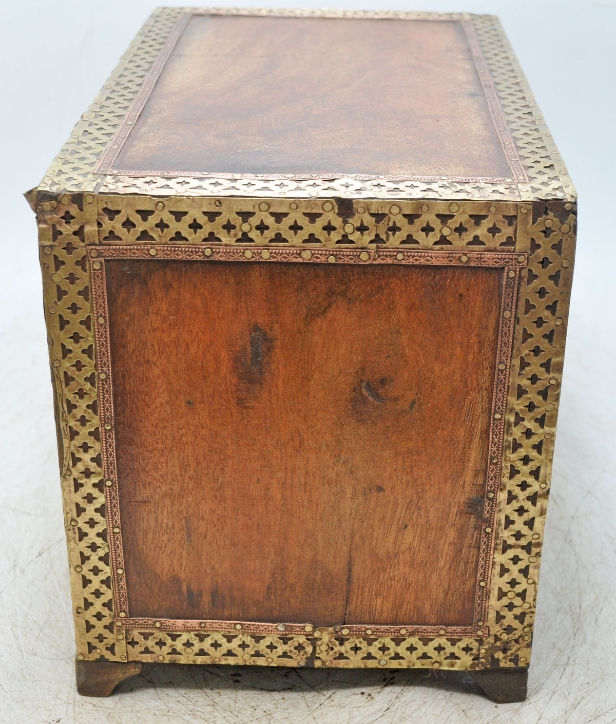 Vintage Wooden Mini Cabinet Storage Box Original Old Brass Fitted