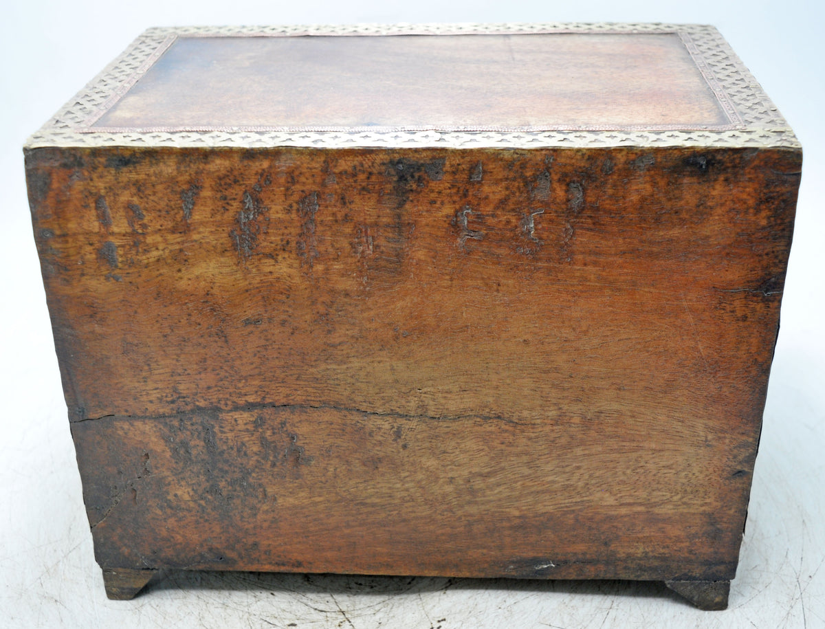 Vintage Wooden Mini Cabinet Storage Box Original Old Brass Fitted