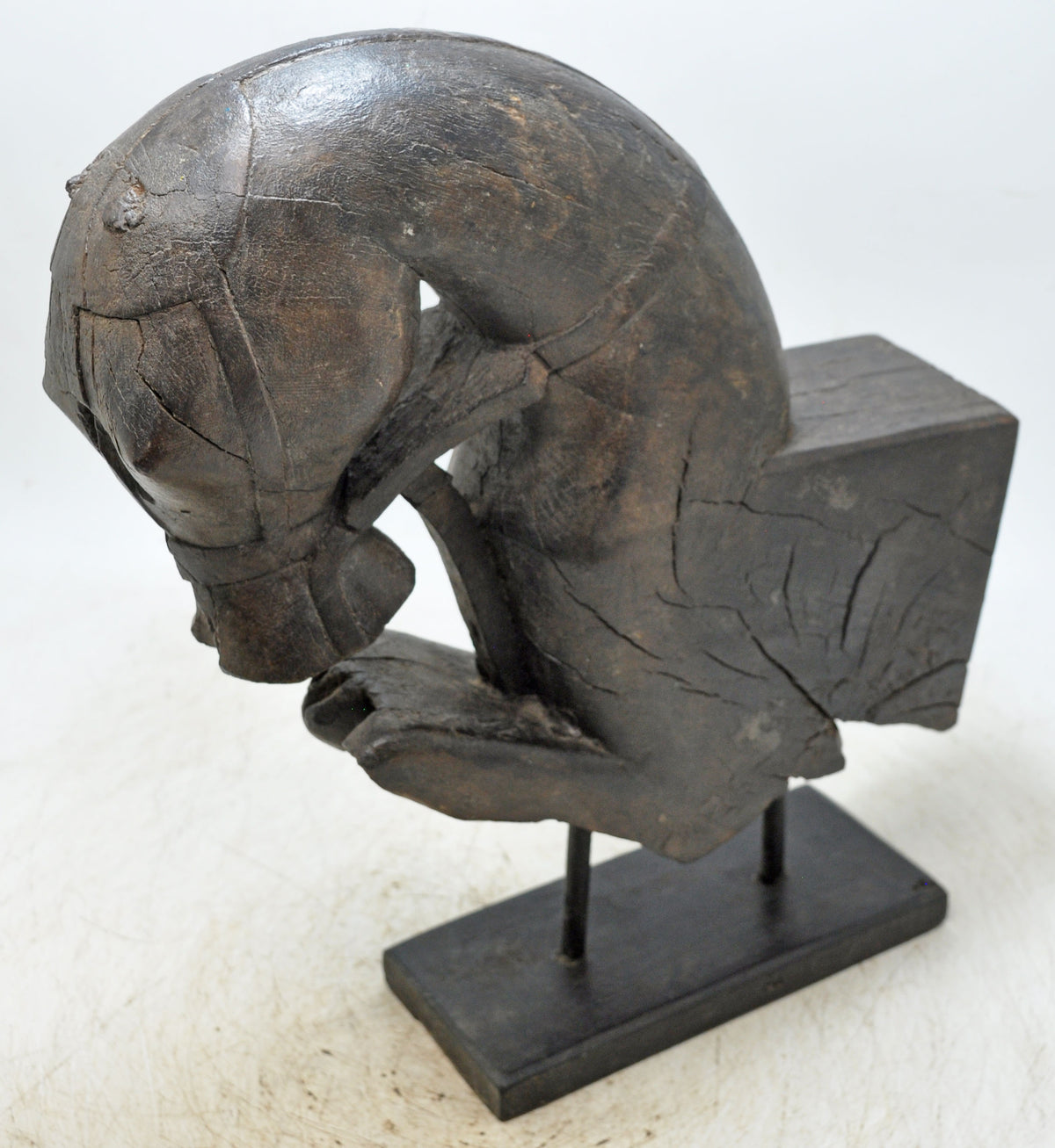 Antique Wooden Architectural Horse Head Bust Figurine Original Old Fine Hand Carved
