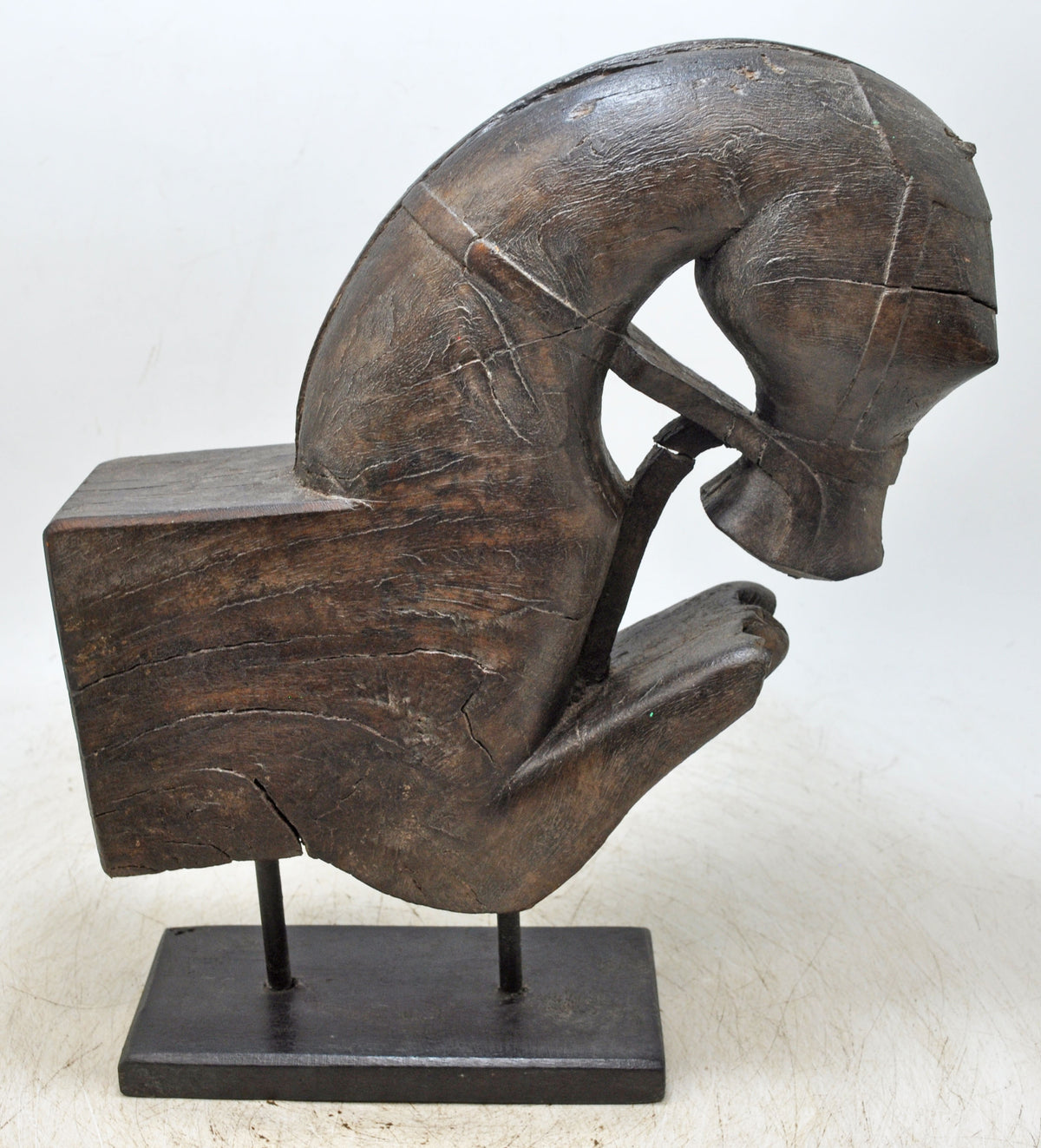 Antique Wooden Architectural Horse Head Bust Figurine Original Old Fine Hand Carved