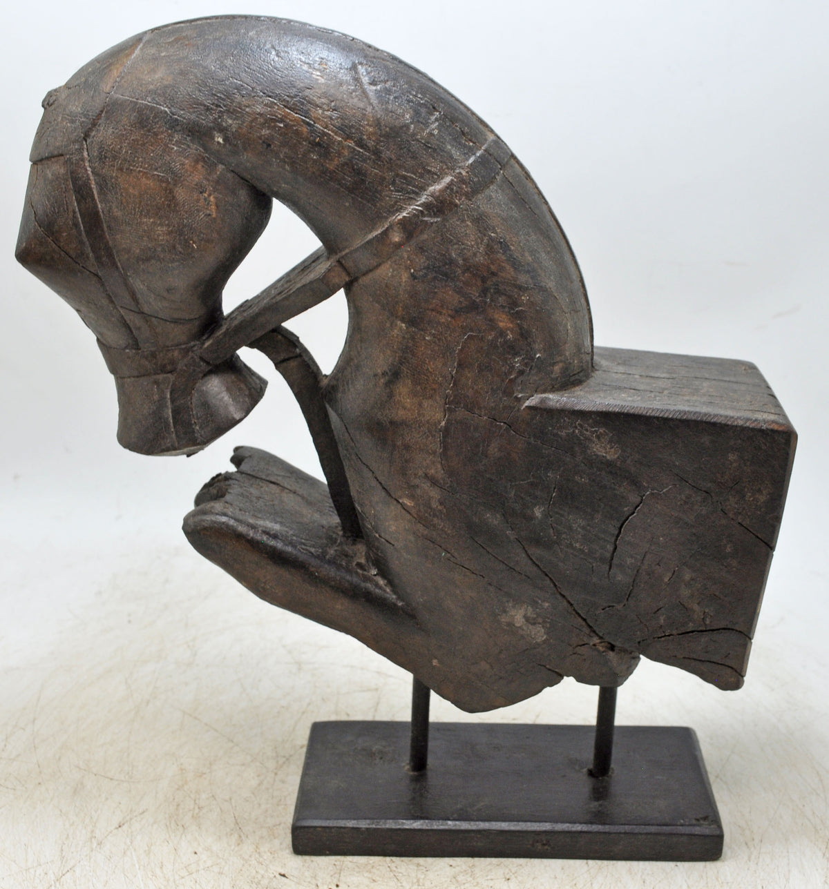 Antique Wooden Architectural Horse Head Bust Figurine Original Old Fine Hand Carved