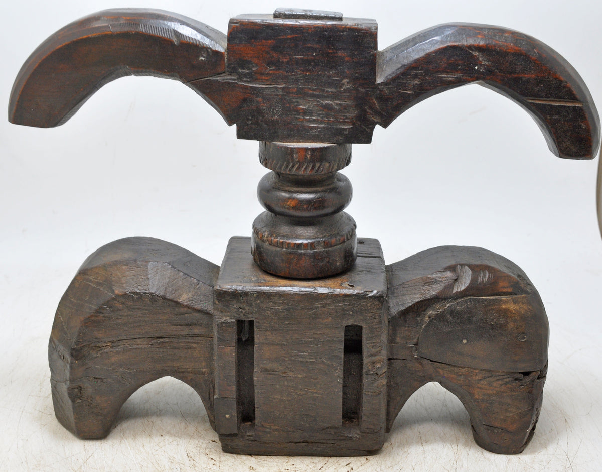 Antique Wooden Large Kitchenware Juicer Original Old Hand Carved