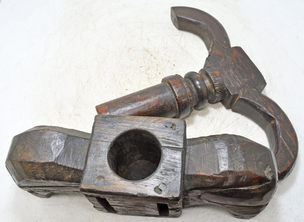 Antique Wooden Large Kitchenware Juicer Original Old Hand Carved