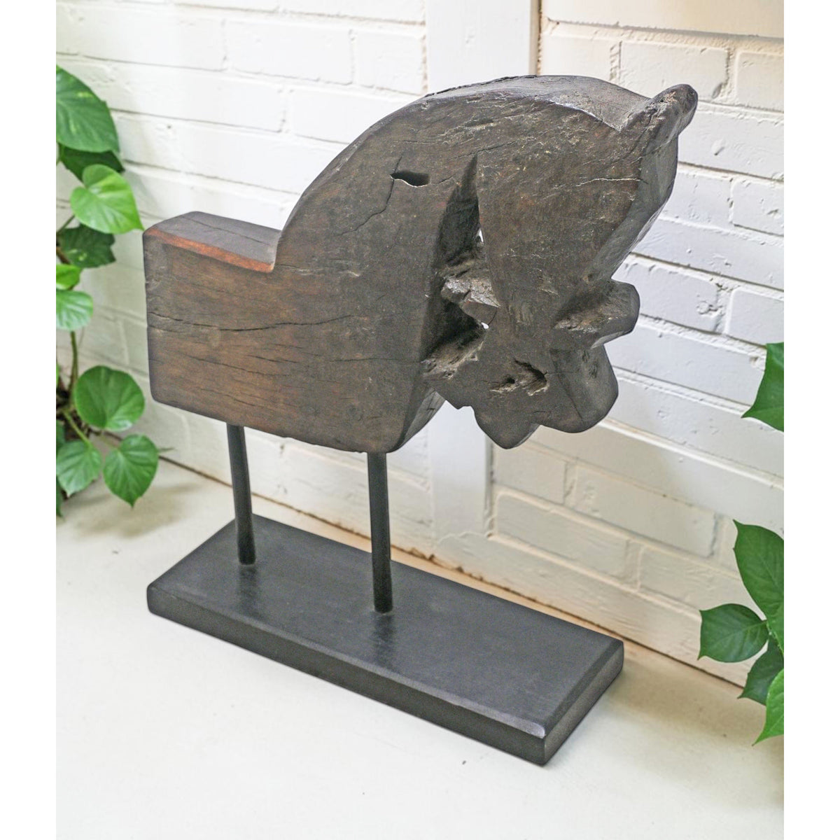 Antique Wooden Architectural Horse Head Bust Figurine Original Old Hand Carved