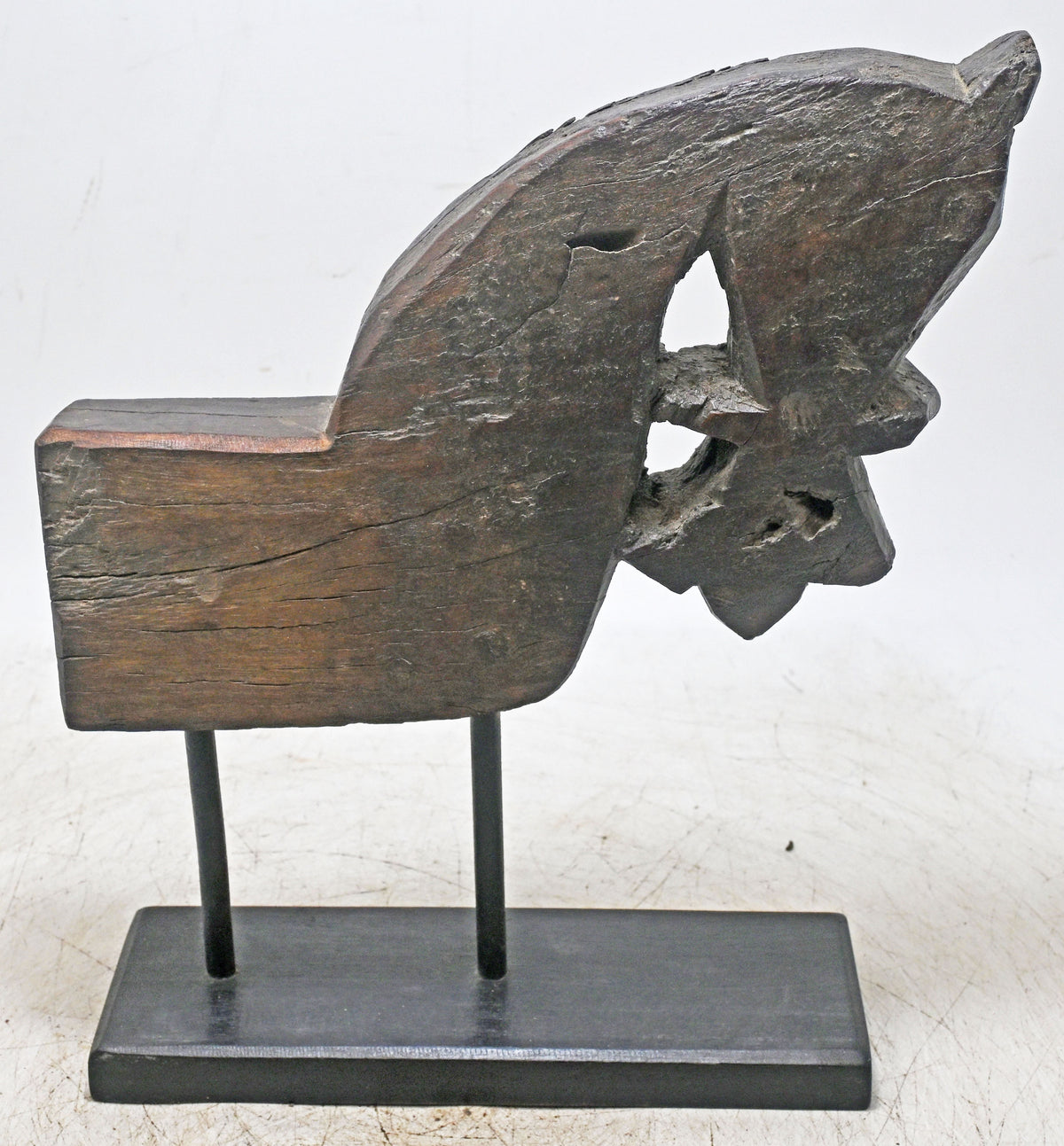 Antique Wooden Architectural Horse Head Bust Figurine Original Old Hand Carved