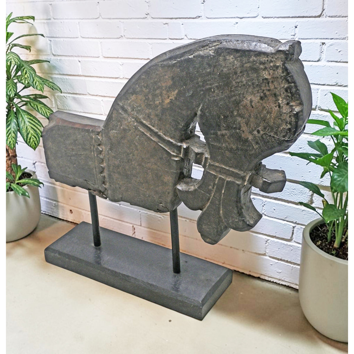 Antique Wooden Architectural Horse Head Bust Figurine Original Old Hand Carved
