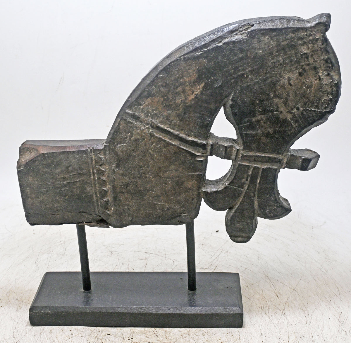 Antique Wooden Architectural Horse Head Bust Figurine Original Old Hand Carved