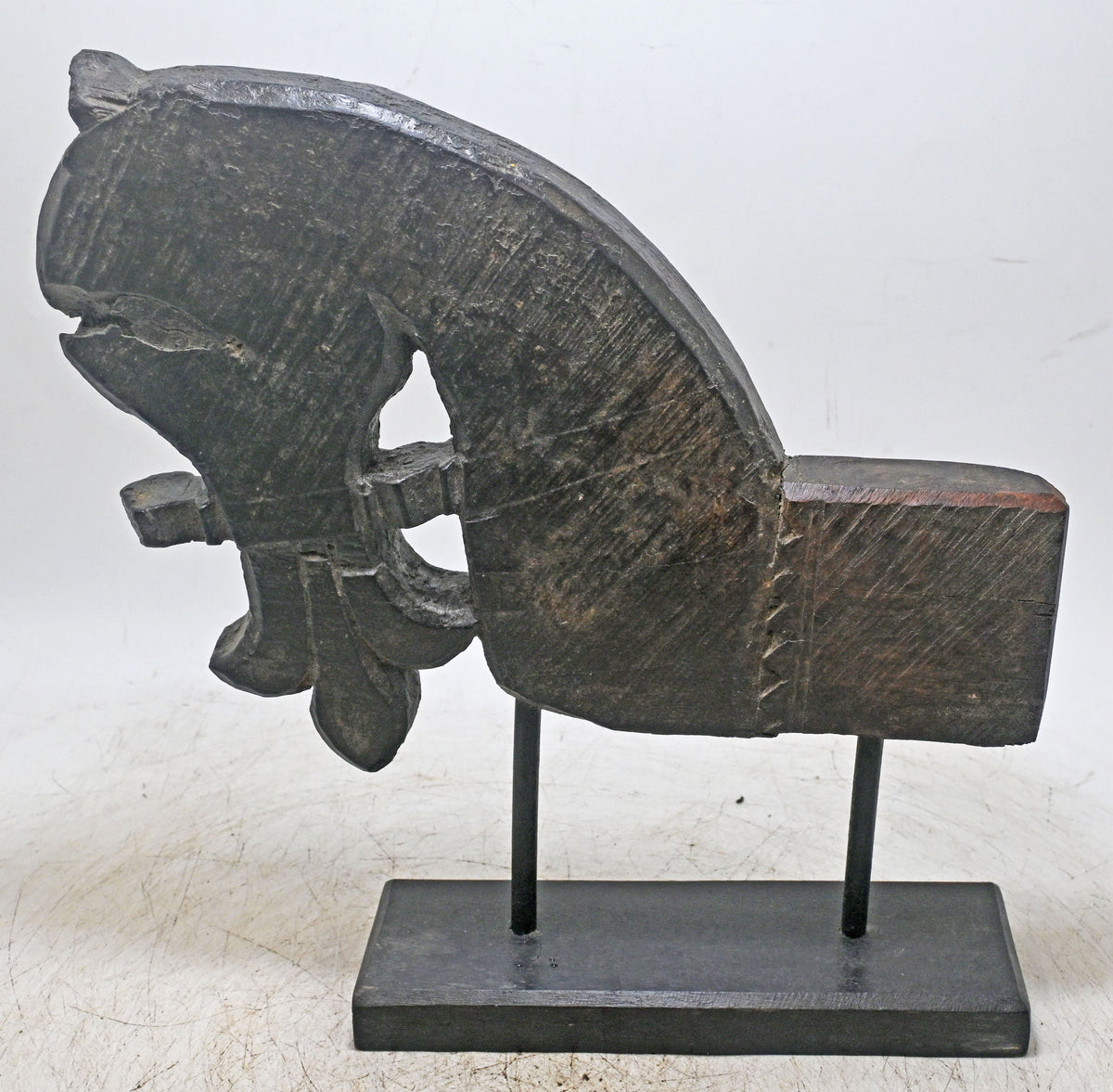 Antique Wooden Architectural Horse Head Bust Figurine Original Old Hand Carved