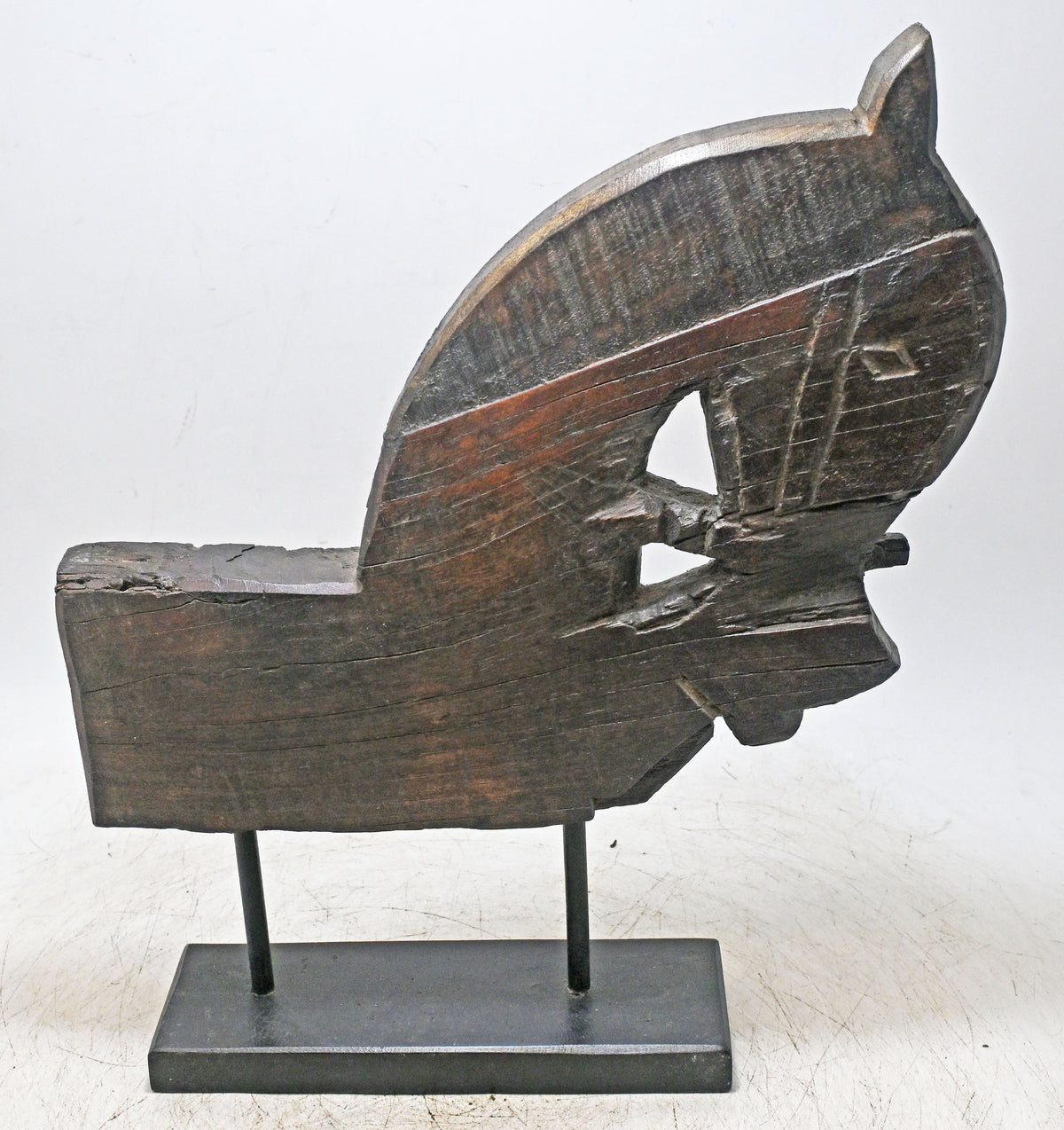 Antique Wooden Architectural Horse Head Bust Figurine Original Old Hand Carved