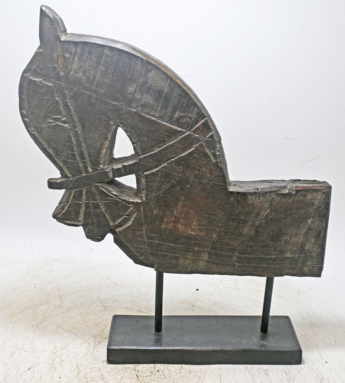 Antique Wooden Architectural Horse Head Bust Figurine Original Old Hand Carved
