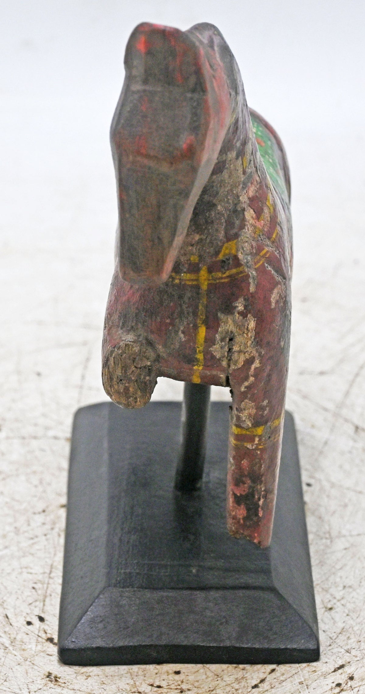 Antique Wooden Horse Figurine on Stand Original Old Hand Carved Painted