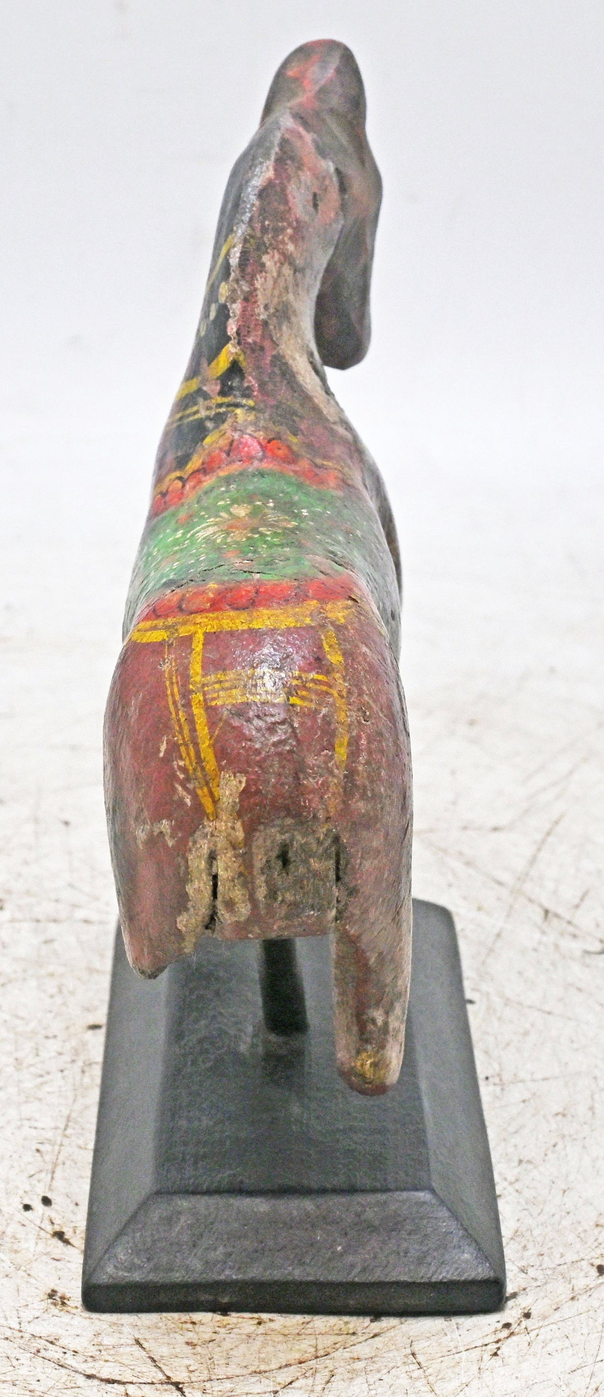 Antique Wooden Horse Figurine on Stand Original Old Hand Carved Painted