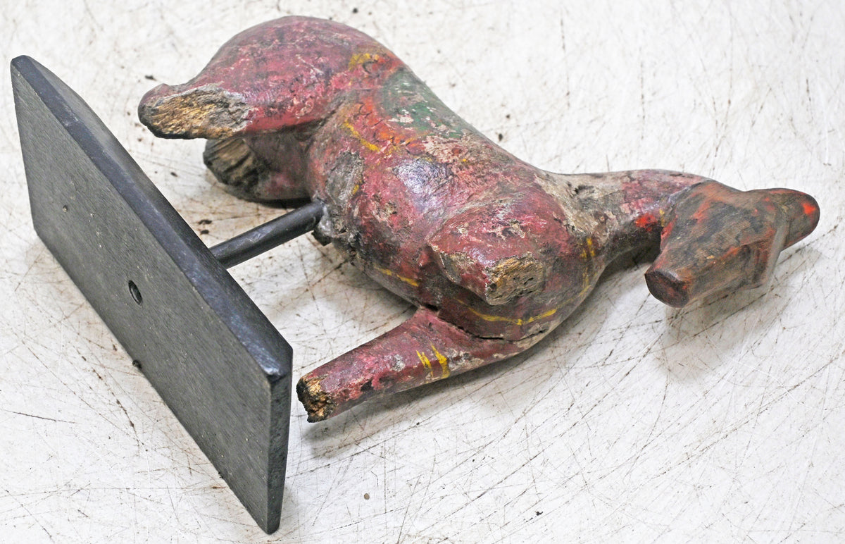 Antique Wooden Horse Figurine on Stand Original Old Hand Carved Painted