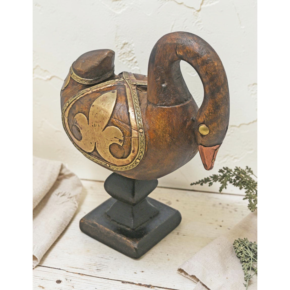 Vintage Wooden Duck Bird Figurine Original Old Hand Carved