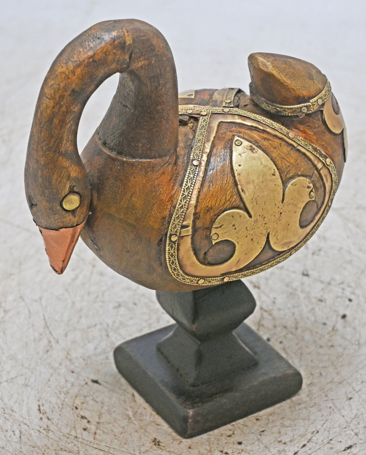 Vintage Wooden Duck Bird Figurine Original Old Hand Carved