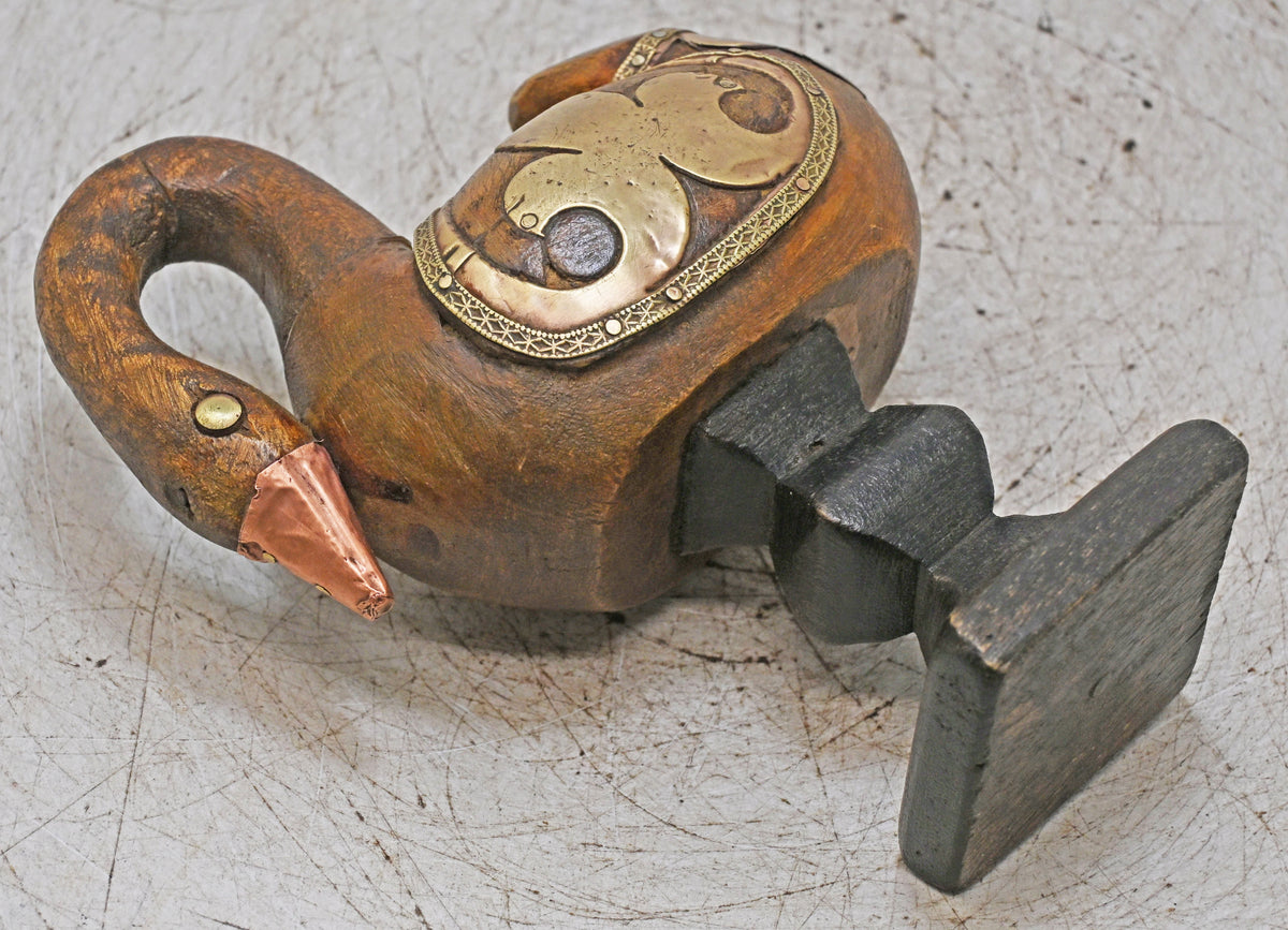 Vintage Wooden Duck Bird Figurine Original Old Hand Carved
