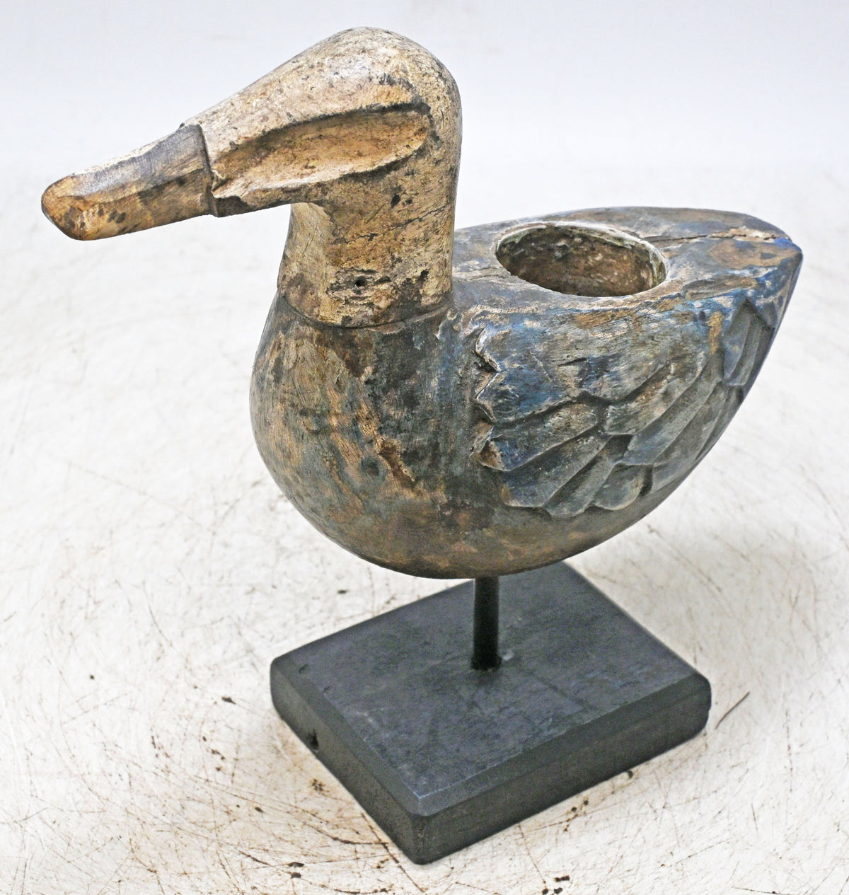 Vintage Wooden Duck Bird Figurine Original Old Hand Carved