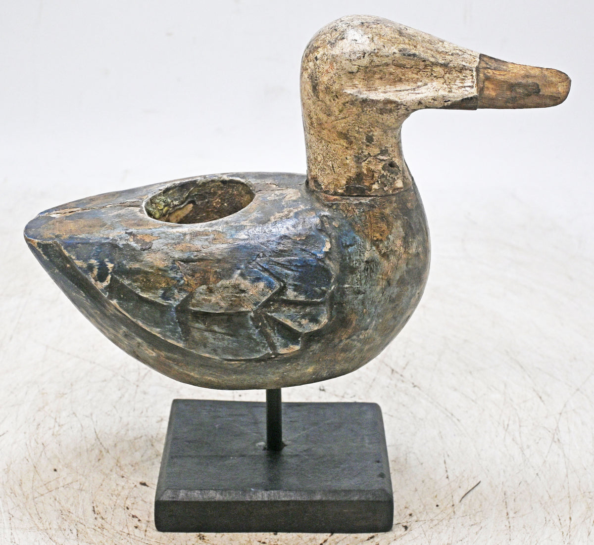 Vintage Wooden Duck Bird Figurine Original Old Hand Carved