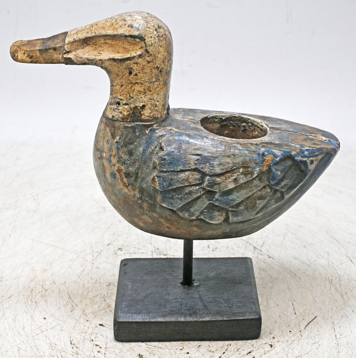 Vintage Wooden Duck Bird Figurine Original Old Hand Carved