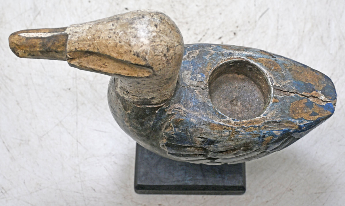 Vintage Wooden Duck Bird Figurine Original Old Hand Carved