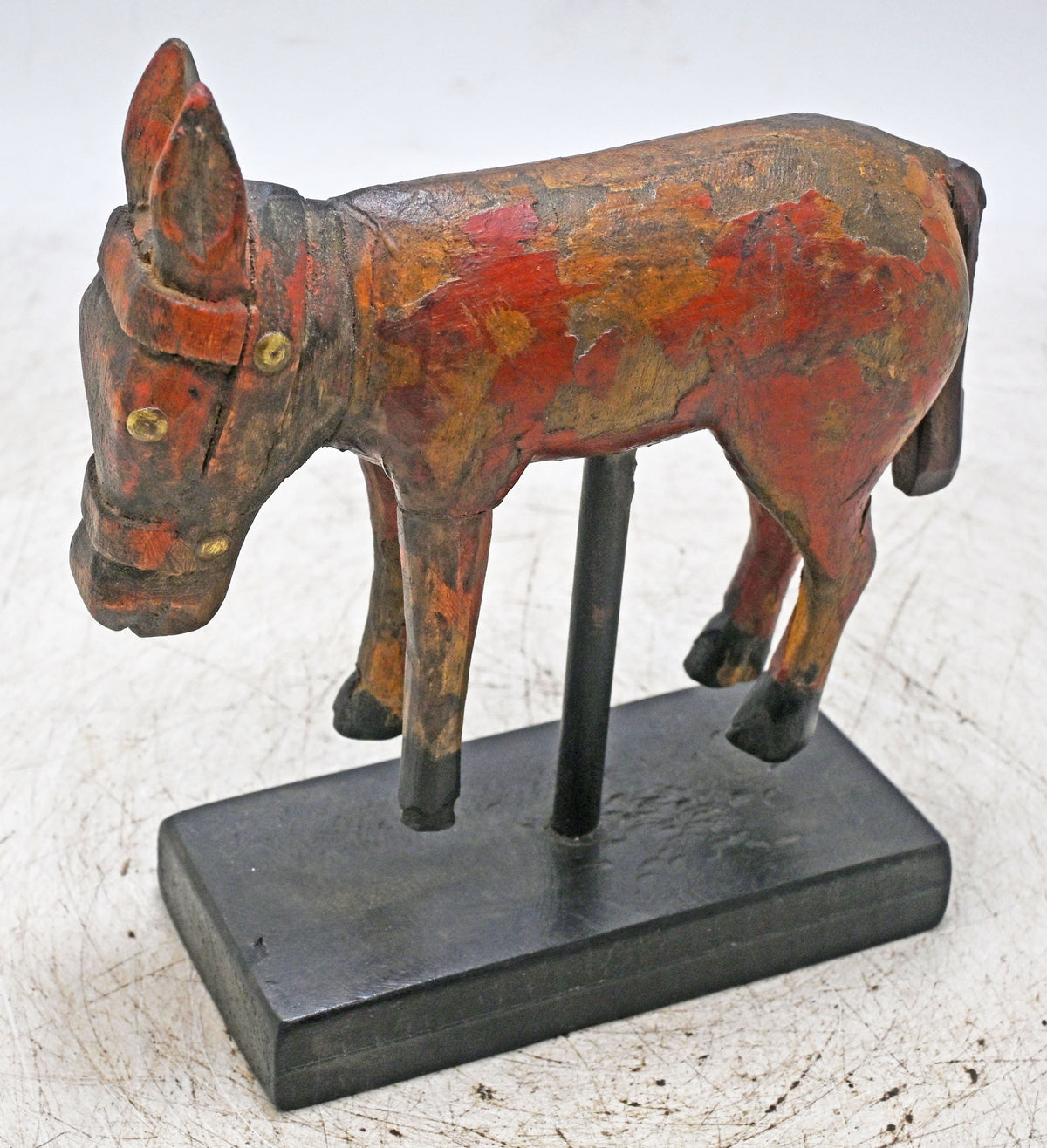 Vintage Wooden Horse Figurine on Stand Original Old Fine Hand Carved