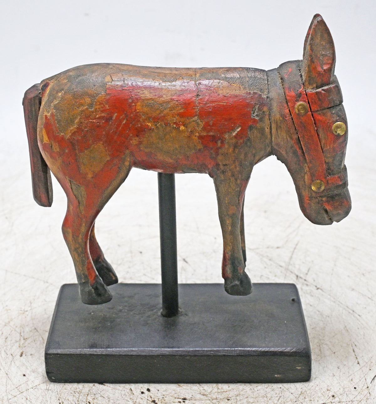 Vintage Wooden Horse Figurine on Stand Original Old Fine Hand Carved