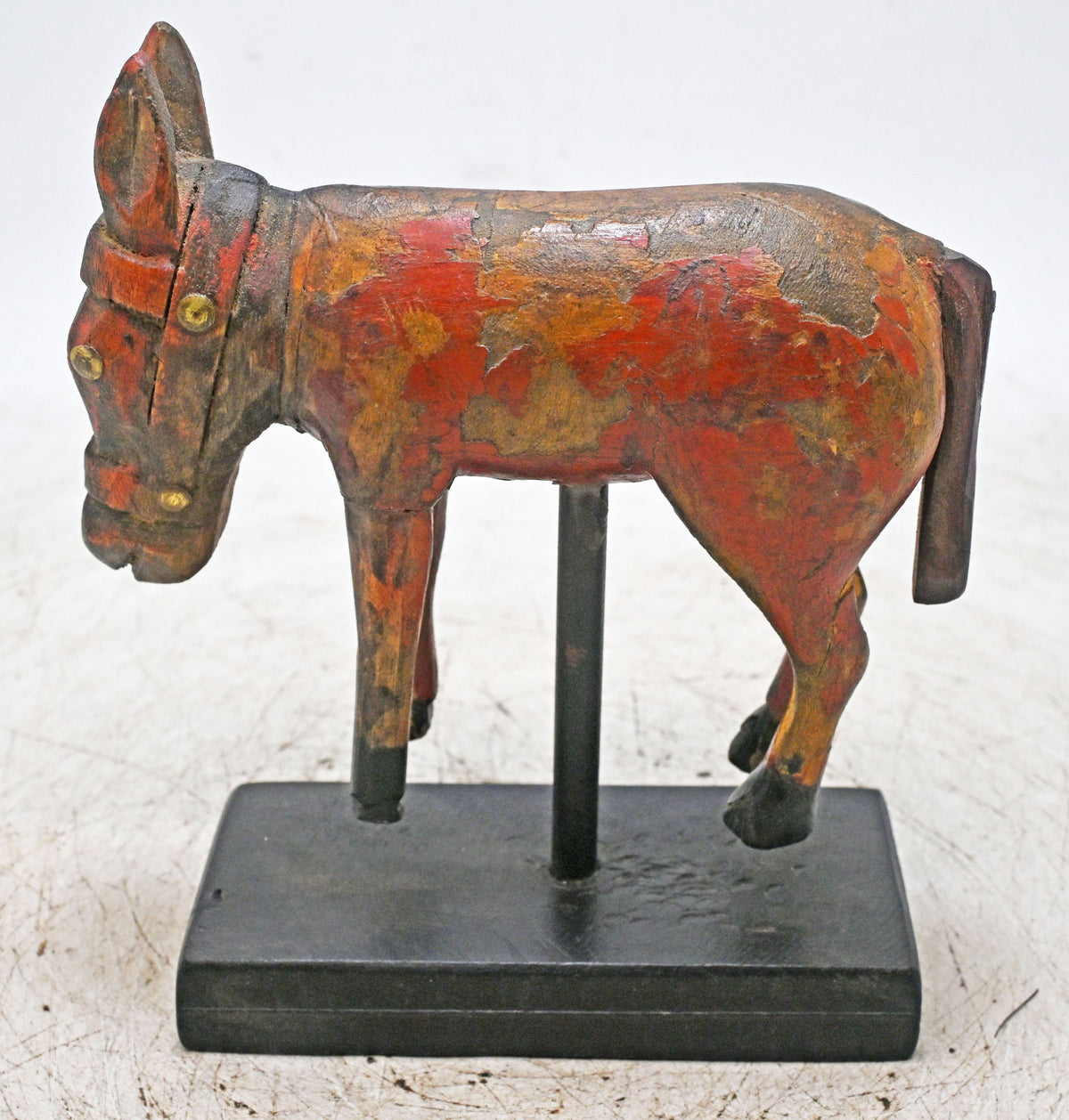Vintage Wooden Horse Figurine on Stand Original Old Fine Hand Carved